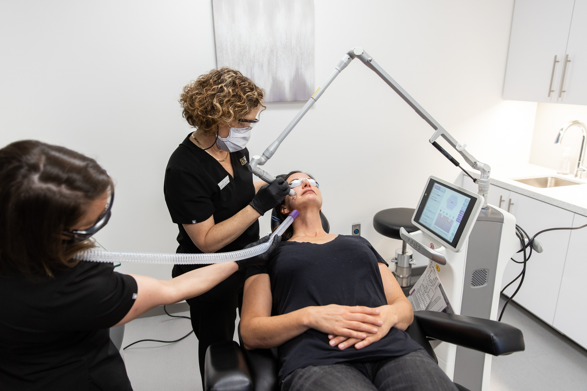 treatment photo of provider and client of fractional co2 laser in Menlo Park 